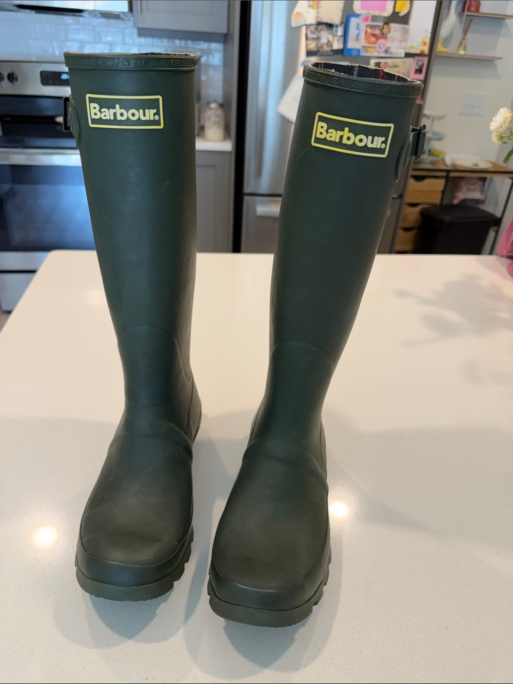 Barbour Bede Wellington Boots Women's Size 10 Olive Green Tartan NEW